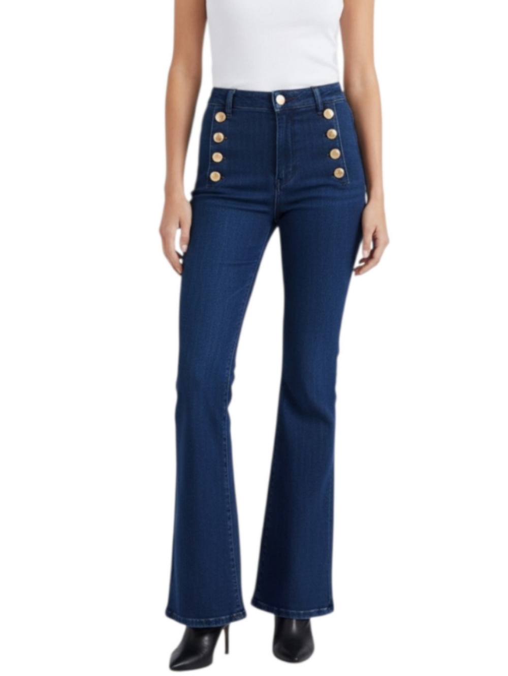 Derek Lam 10 Crosby Robertson Flare Jeans Size 32 Sailor Gold Button French Girl